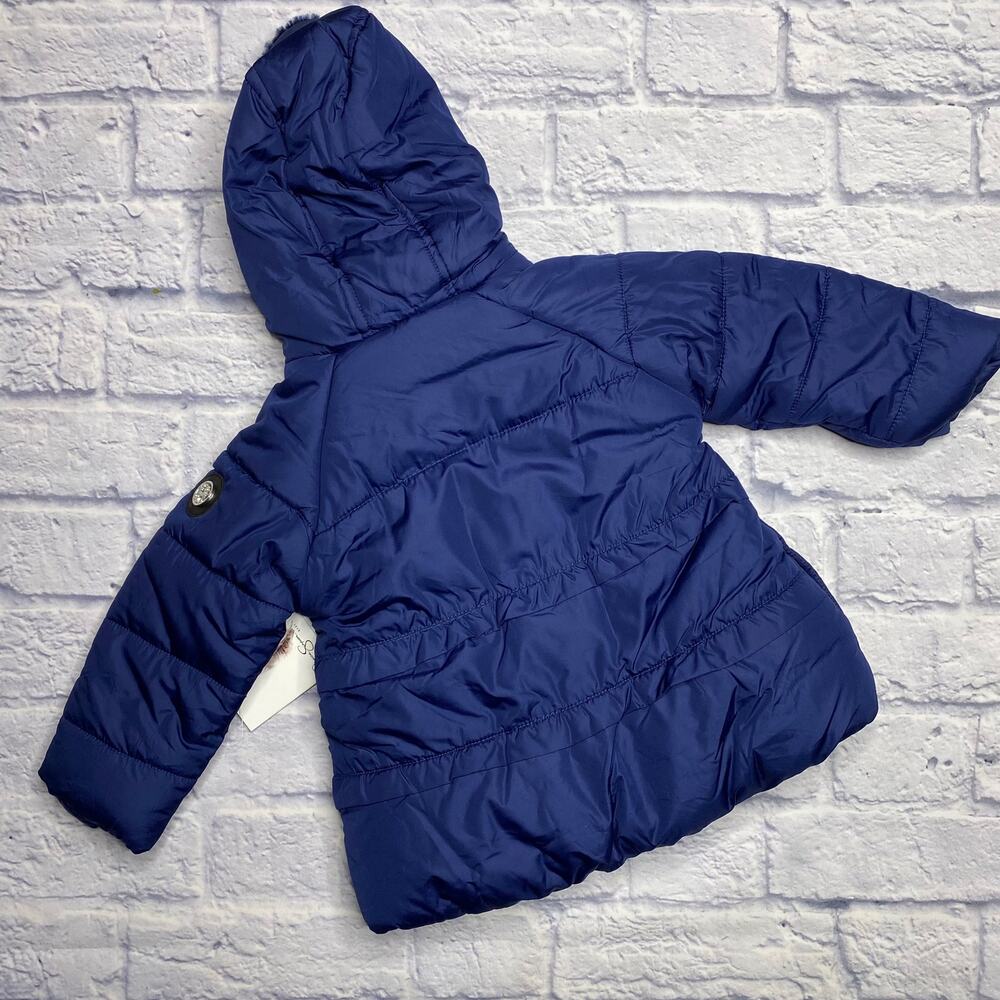 Jessica Simpson Ruffle Puffer Jacket in Navy - Picture 7 of 8